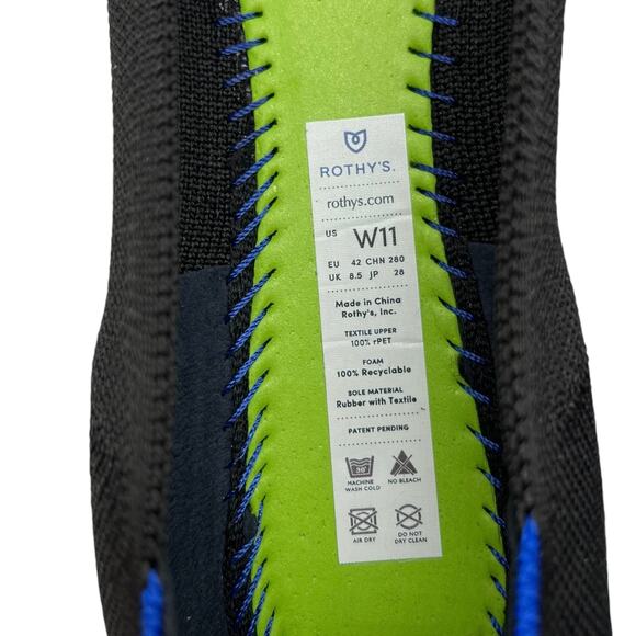 Rothy’s The Point Black Solid Flat Slip On Shoes Size 11 - Picture 9 of 9